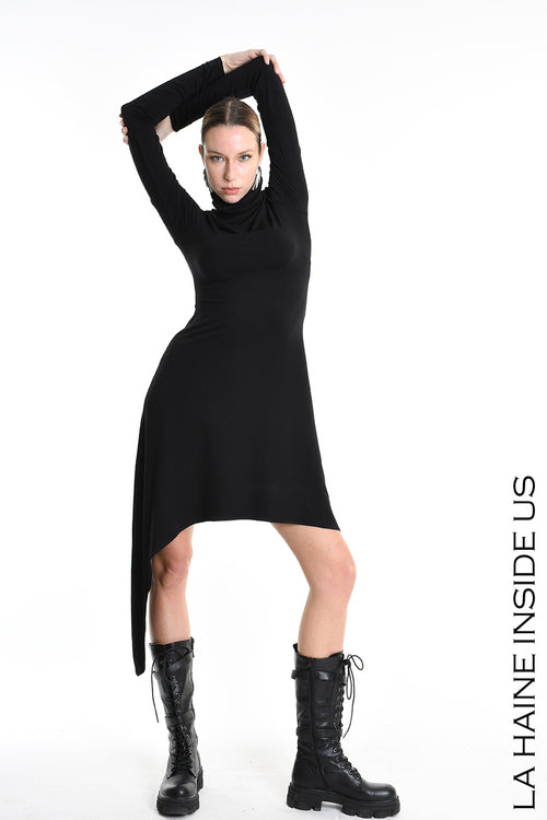 LH W5209 DRESS Asymmetric Jersey Bamboo Black