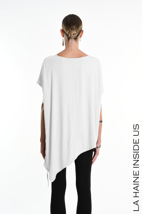 LH W5272 T-SHIRT Over Asymmetric Jersey Bamboo White