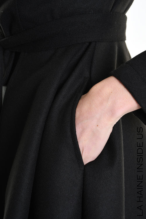 LH W5151 COAT Asymmetric Cloth Lined Black