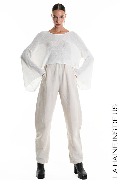 LH W5371 SWEATER Crop Thickness 7 White