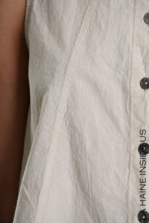 LH W5267 SHIRT Over Asymmetric Cotton Crumpled Dyed Sand