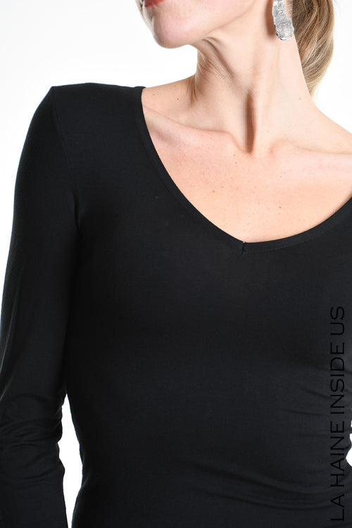 LH LW551 T-SHIRT Manica Lunga in Viscosa Nero FW 25/26