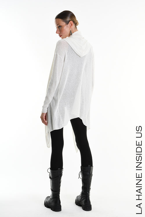 LH  W5369 CARDIGAN Asymmetric Thickness 7 White
