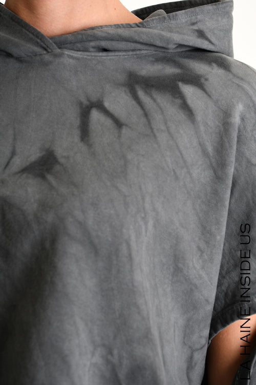 LH  W5294 SWEATSHIRT Crop Cotton Stretch Dyed Cold Net Treatment Black