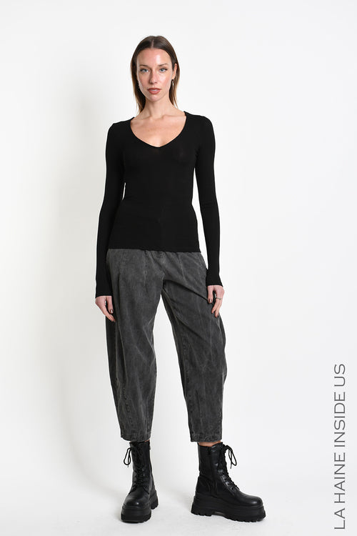 LH W5456 SWEATER Regular fit in Viscose Jersey Stretch Black