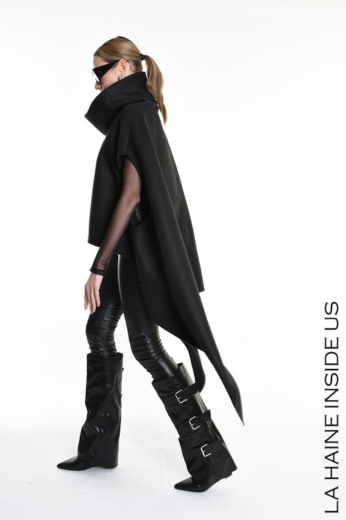 LH W5153 CAPE Over Asymmetric Cloth UNISEX D Black