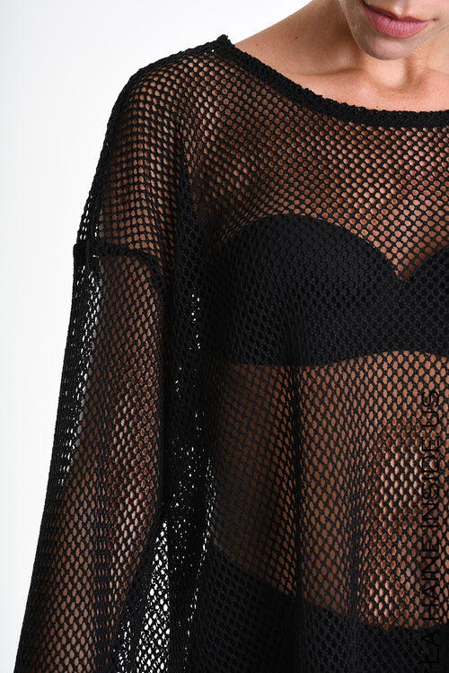 LH W5344 SWEATER Over Mesh Black