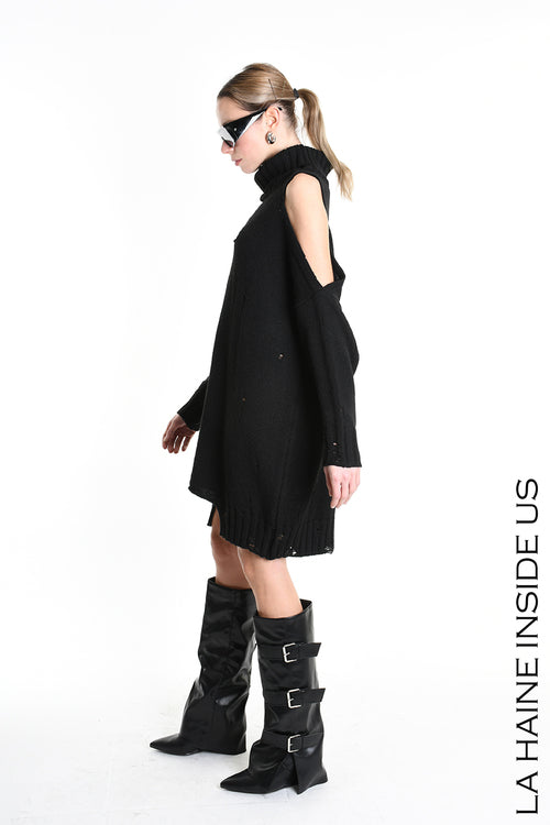 LH W5132 DRESS Over Knitted Thickness 5 Black