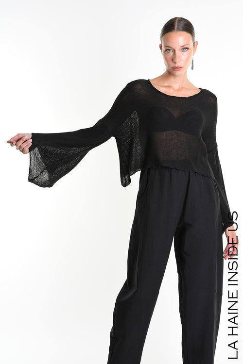 LH W5371 SWEATER Crop Thickness 7 Black