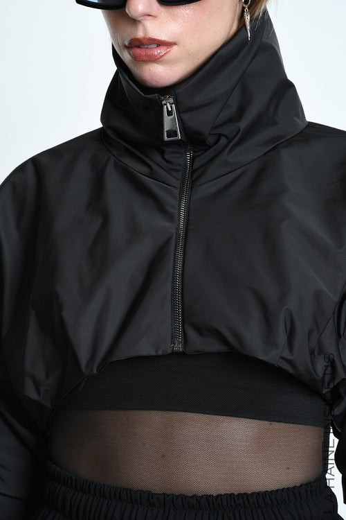 LH W5485 JACKET Crop Nylon Doubled & Punto Milano Black