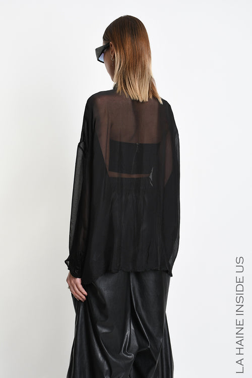 LH W5481 SHIRT Over Viscose Silk Garment Dyed Black