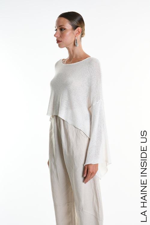 LH W5371 SWEATER Crop Thickness 7 White