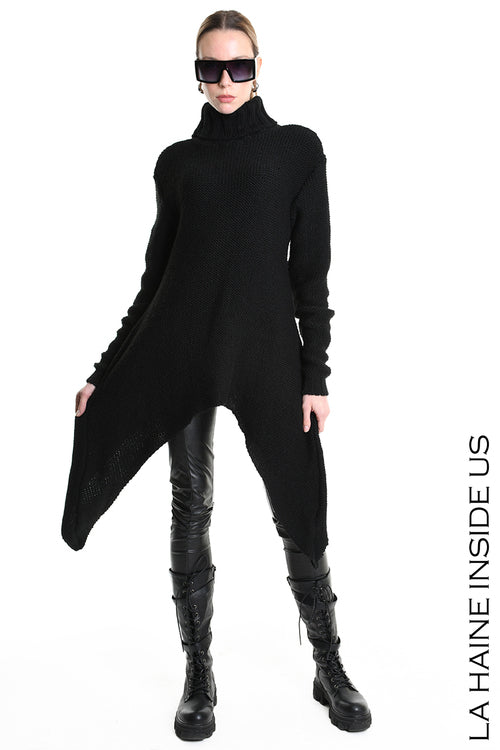 LH W5258 SWEATER Asymmetric Thickness 3 Black