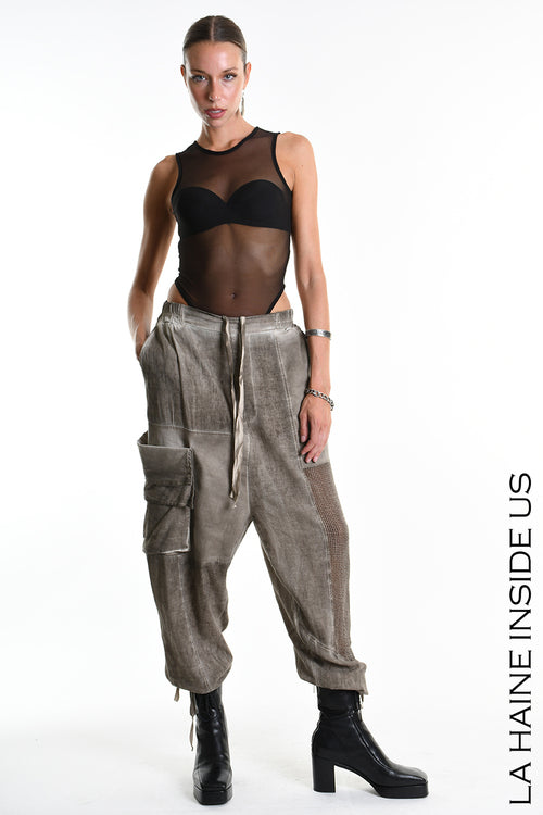 LH  M1270 TROUSER Over Blend Linen Dyed Cold UNISEX D Mud