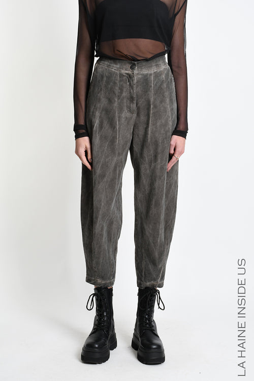 Lh W5413 TROUSER Balloon Tweel Cotton Stretch Dyed Cold Mud