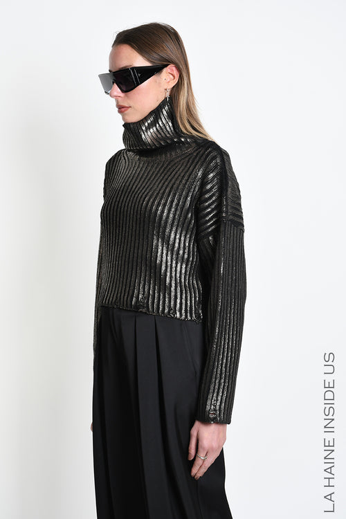 LH W5424 SWEATER Crop Knitted Thickness 5 Coated Treatment Bronze