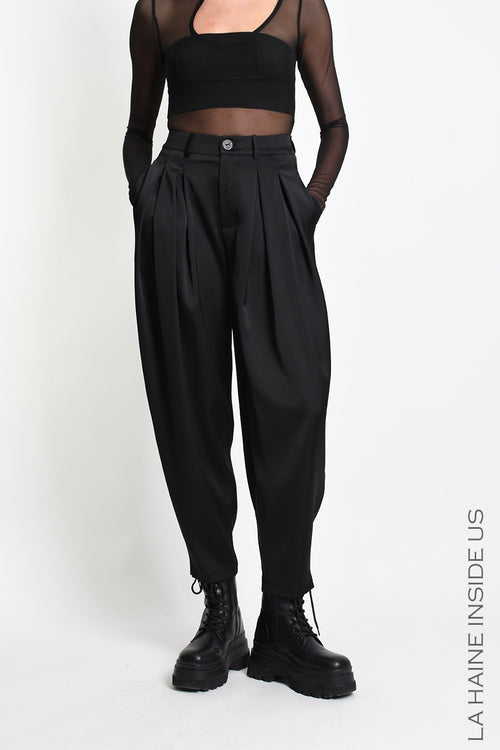 LH W5469 TROUSER Balloon Satin Black