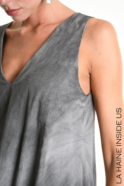 LH  W5379 DRESS Dyed Cotton Gabardine Grey