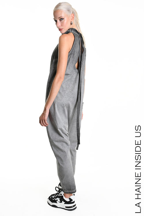 LH W5045 JUMPSUIT Over Cotton Canvas Dyed Black