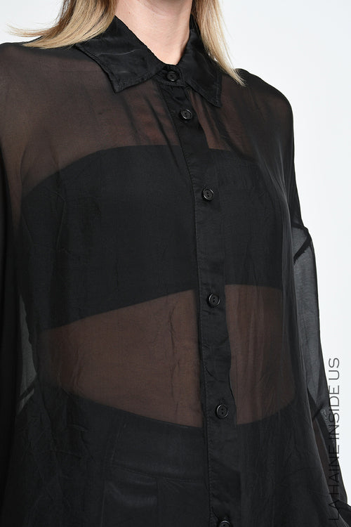 LH W5481 SHIRT Over Viscose Silk Garment Dyed Black