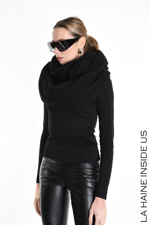 LH M1192 SCARF Over Blend Mohair Devore UNISEX D Black