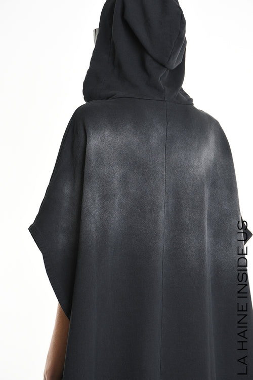 LH  W5224 DRESS Over Asymmetric Chorosive Treatment Fleece Black