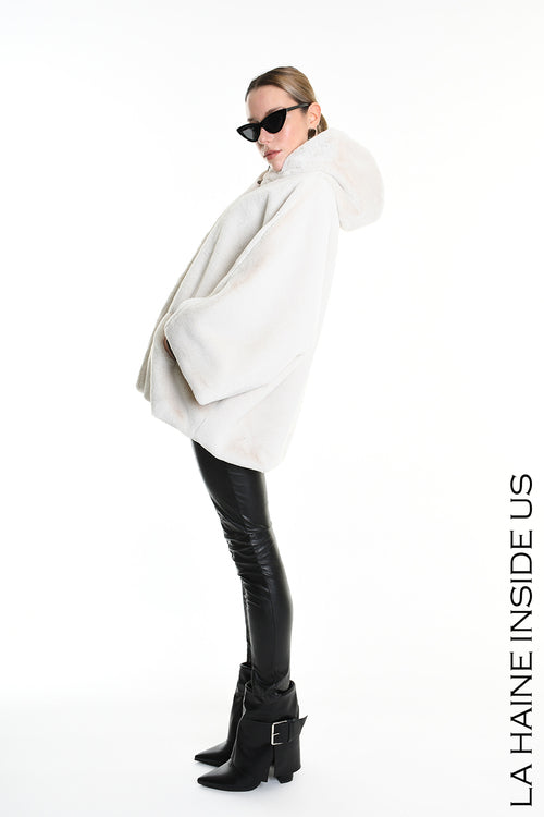 LH W5173 SPORT JACKET Over Faux Fur Lined White