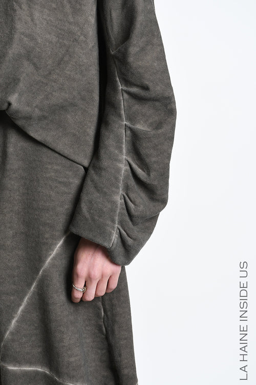 LH W5461 SWEATER Doubled Over Crop Fleece Dyed Cold Beige