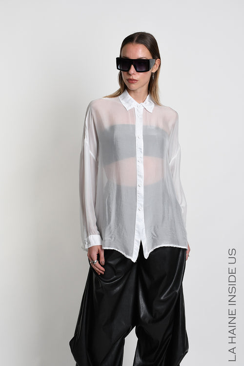 LH W5481 SHIRT Over Viscose Silk Garment Dyed White