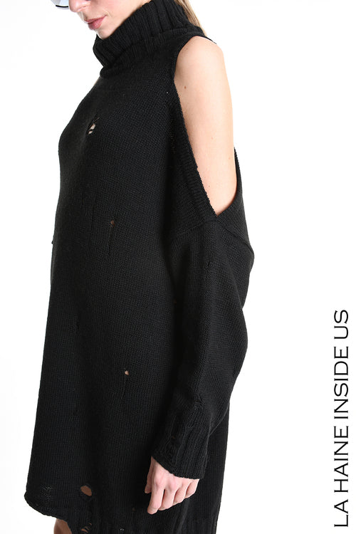 LH W5132 DRESS Over Knitted Thickness 5 Black