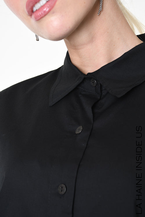 LH LW913 CAMICIA Asimmetrica in Cotone Popeline Nero