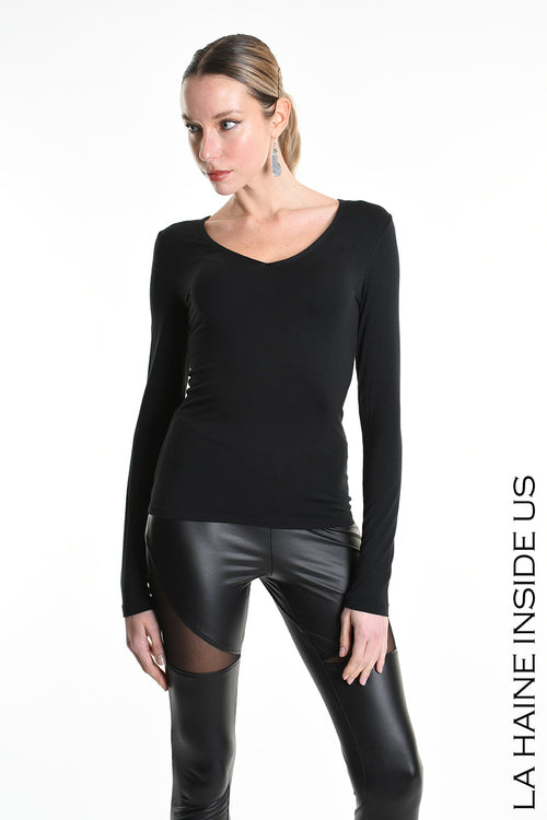 LH LW551 T-SHIRT Manica Lunga in Viscosa Nero FW 25/26