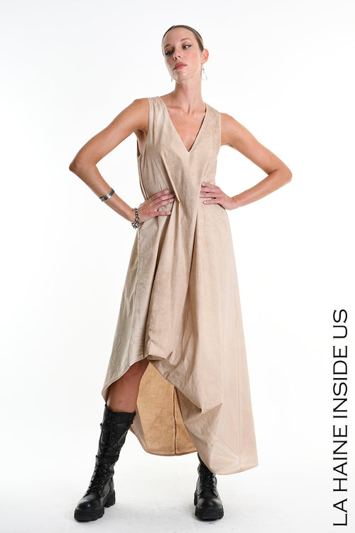 LH W5379 DRESS Dyed Cotton Gabardine Mud