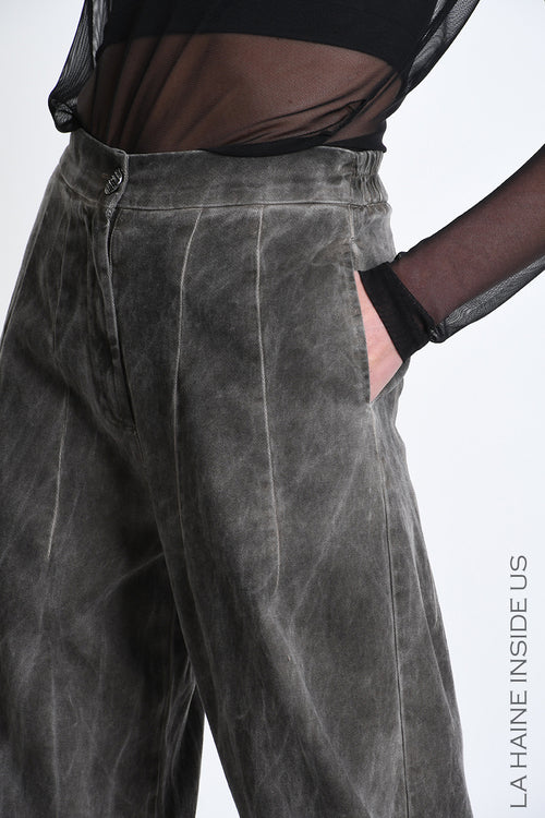 Lh W5413 TROUSER Balloon Tweel Cotton Stretch Dyed Cold Mud