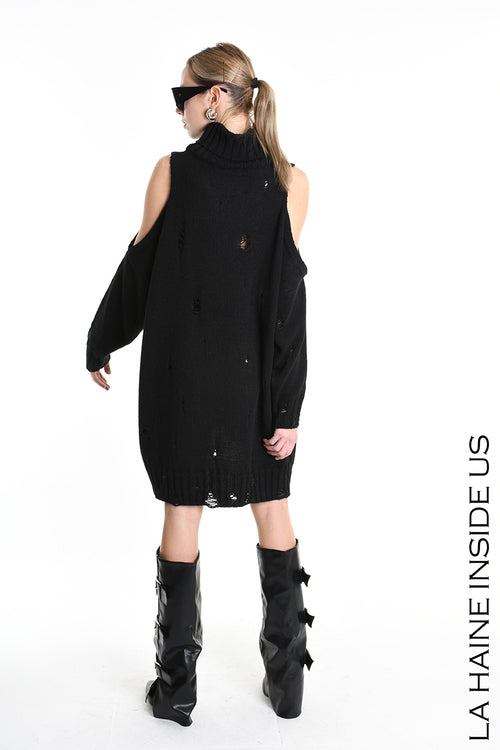 LH W5132 DRESS Over Knitted Thickness 5 Black