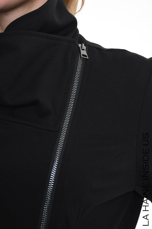 LH W5242 GIACCA Slim fit Asimmetrica in Punto Milano Nero