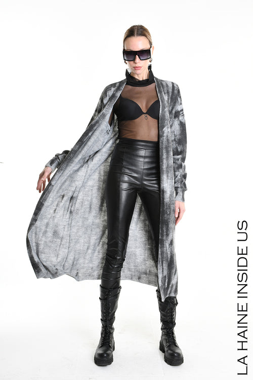 LH  W5137 CARDIGAN Lungo in Maglia Finezza 7 Grigio