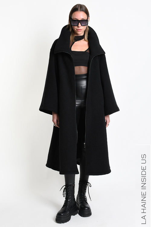 LH W5516 OVERCOAT in Wool Blend Cloth Black