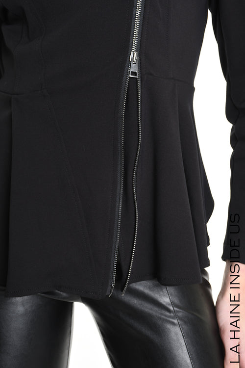 LH W5242 GIACCA Slim fit Asimmetrica in Punto Milano Nero