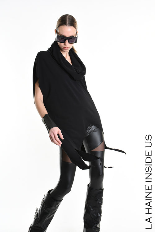 LH W5208 MAGLIA Over Asimmetrica in Jersey Bamboo Nero