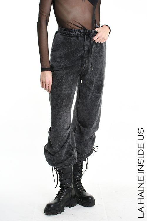 LH W5227 TROUSER Wide Fit Dyed Marmoryzed Fleece Black