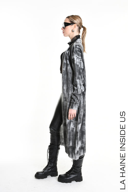 LH  W5137 CARDIGAN Lungo in Maglia Finezza 7 Grigio