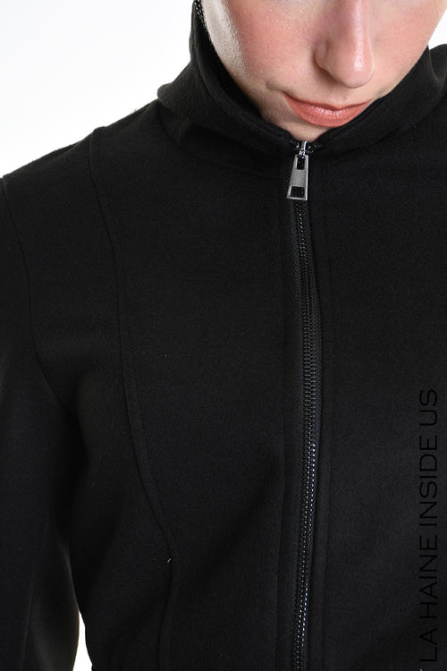 LH W5151 COAT Asymmetric Cloth Lined Black