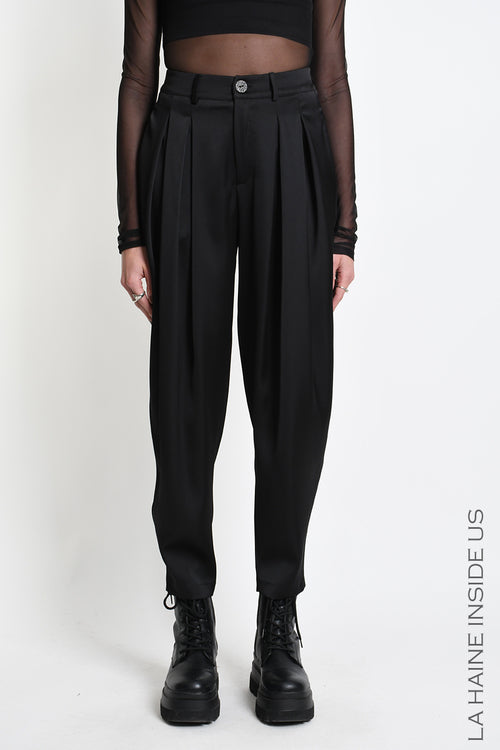 LH W5469 TROUSER Balloon Satin Black