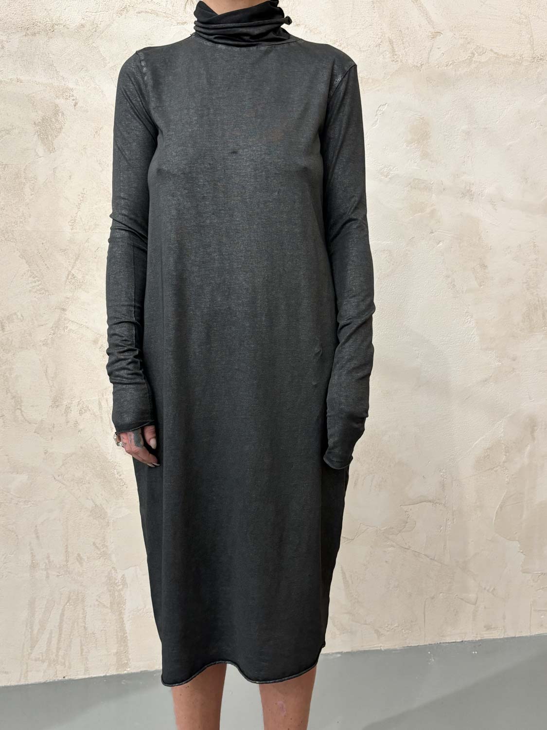 Sanctamuerte s238 Abito collo alto colore LAMINATED BLACK