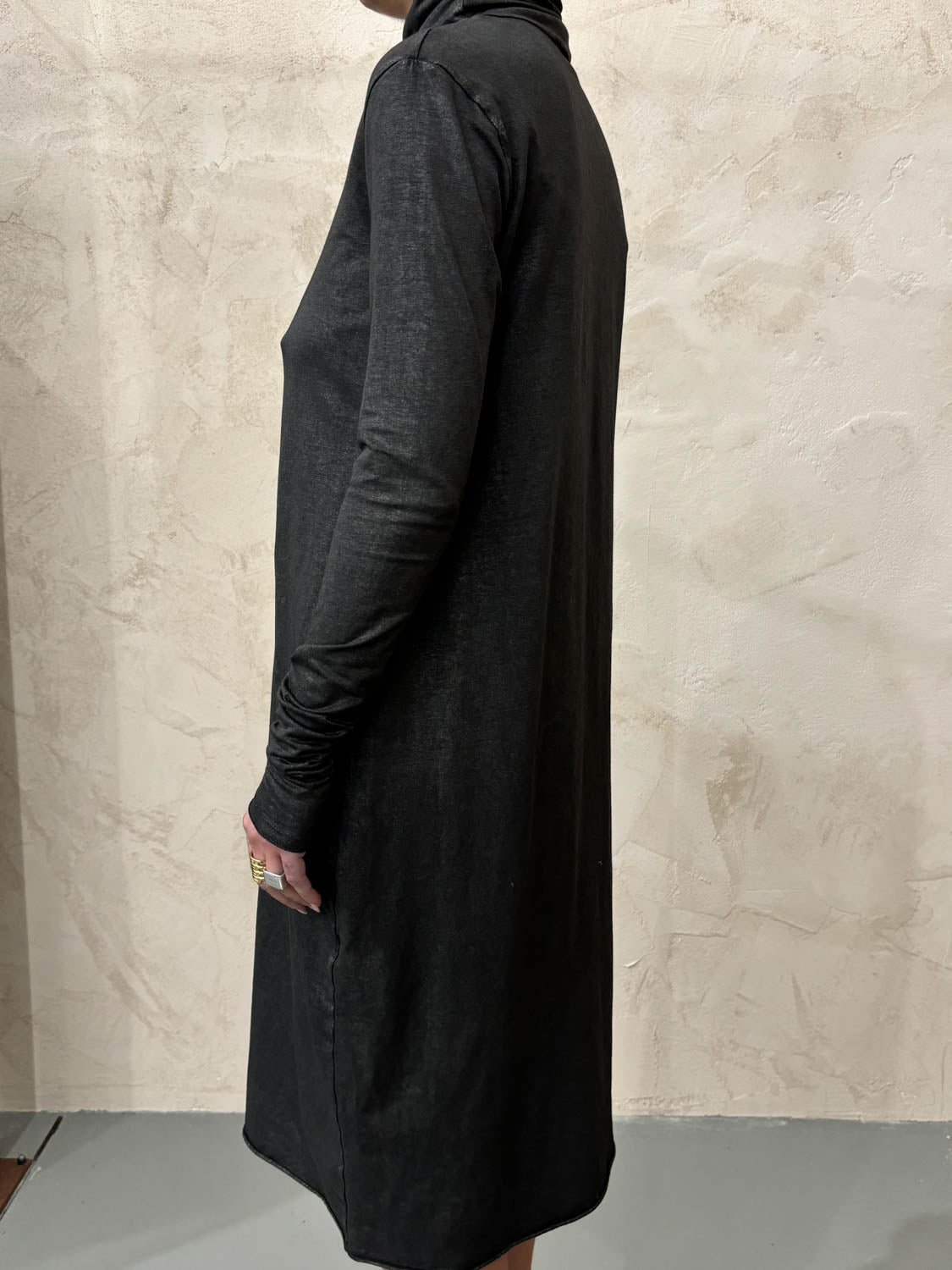 Sanctamuerte s238 Abito collo alto colore LAMINATED BLACK