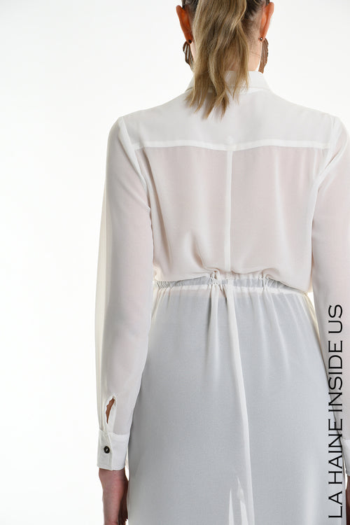 LH W5246 SHIRT Asymmetric Georgette White