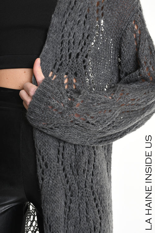 LH W5131 CARDIGAN Over Mohair Thickness 3 Grey