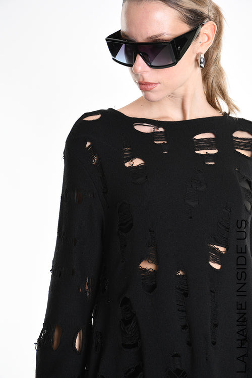 LH W5201 DRESS Flared Blend Wool Black