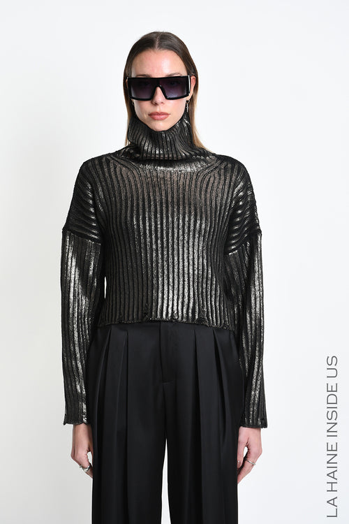 LH W5424 SWEATER Crop Knitted Thickness 5 Coated Treatment Bronze